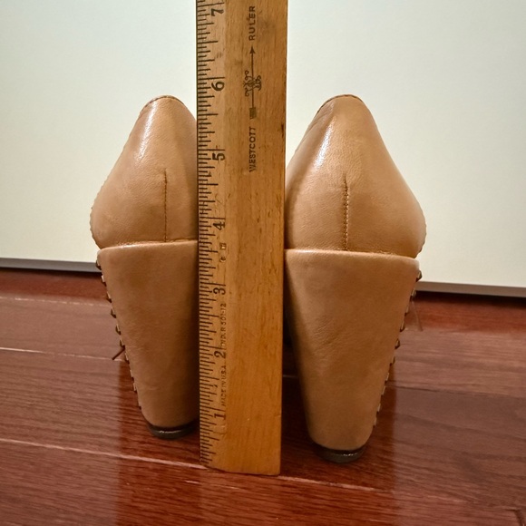 Trask Reina brown leather peep toe wedge - Picture 9 of 11